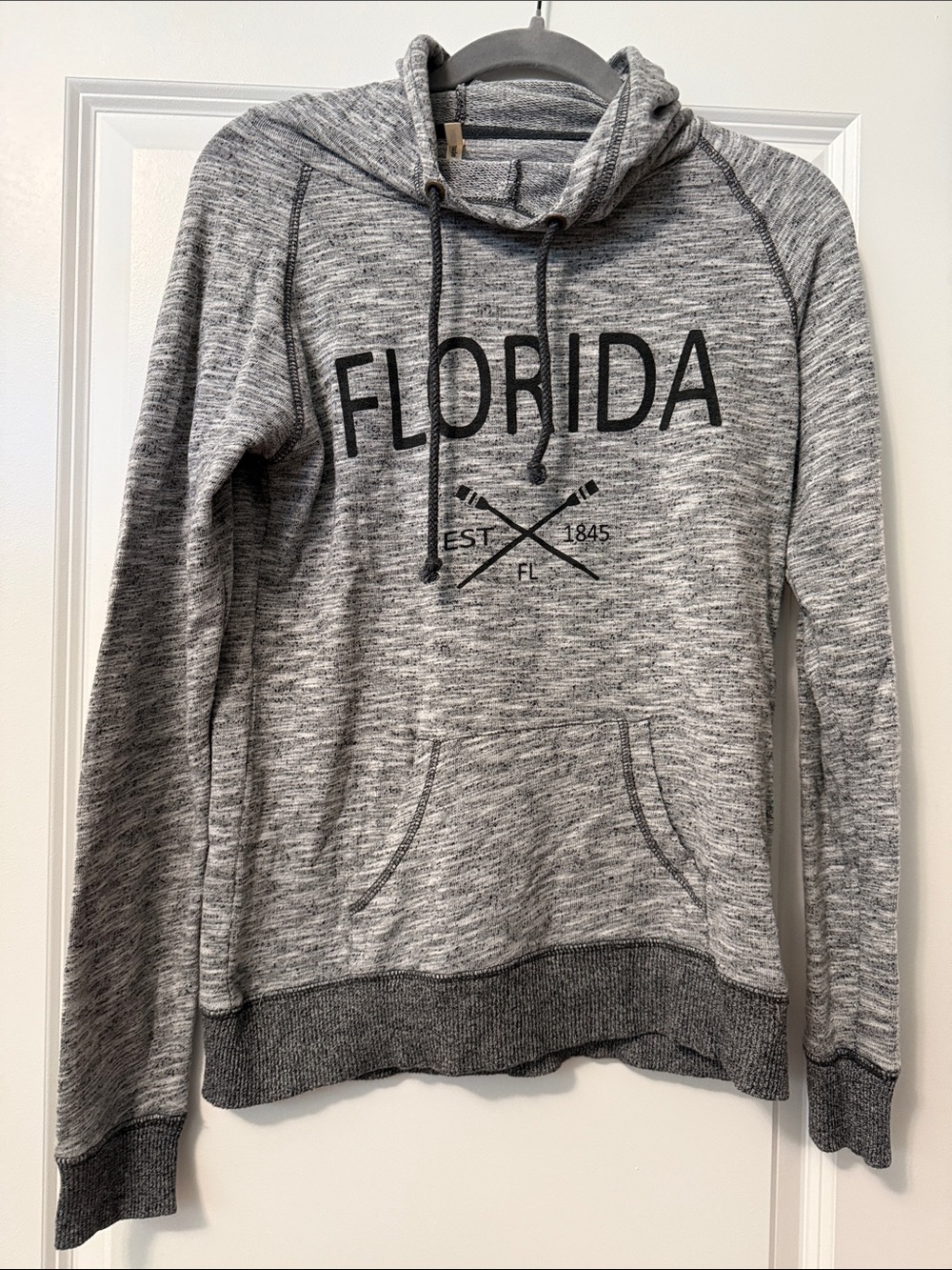 Heather Gray "Florida" Pullover Hoodie with Drawstring Hood